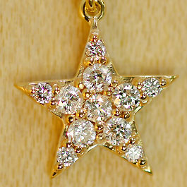 【Natural】K10 スター  ダイヤモンド パヴェネックレス　