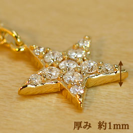 【Natural】K10 スター  ダイヤモンド パヴェネックレス　