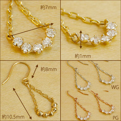 【Natural】K18 テンダイヤフックピアス 0.14　