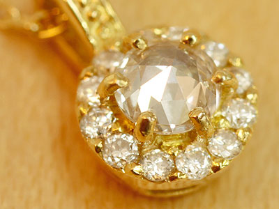 【Natural】K18 K10 ローズカット ダイヤネックレス Classical