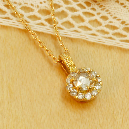 【Natural】K18 K10 ローズカット ダイヤネックレス Classical