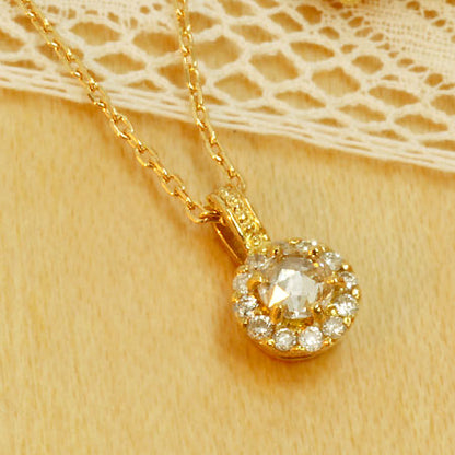 【Natural】K18 K10 ローズカット ダイヤネックレス Classical