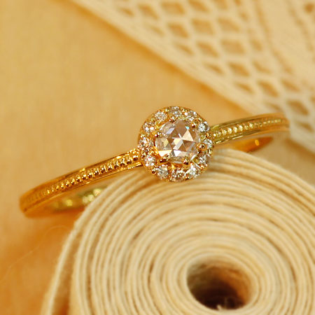 【Natural】K18 ローズカット ダイヤモンドリング Classical 0.15ct　