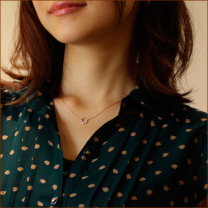 【Natural】K10 クレッセントパヴェダイヤネックレス　