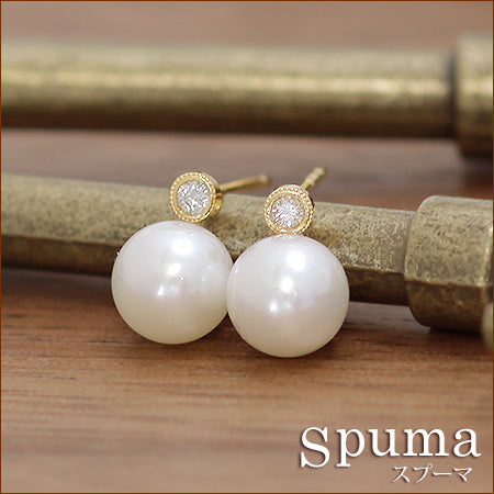 【Natural】Spuma スプーマ K18  あこや真珠 スタッドピアス　