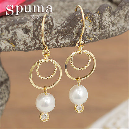 【Natural】Spuma スプーマ K18  あこや真珠 フックピアス　