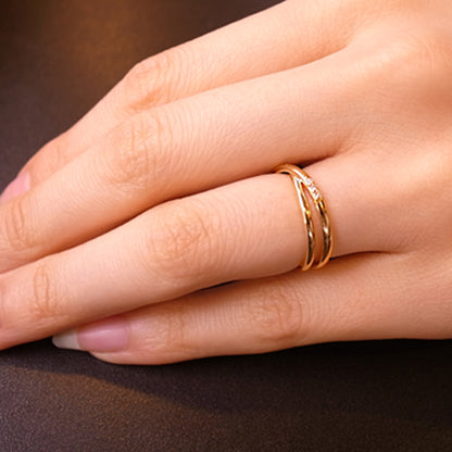 【Natural】K18  ダイヤモンド クロスリング 0.02ct　