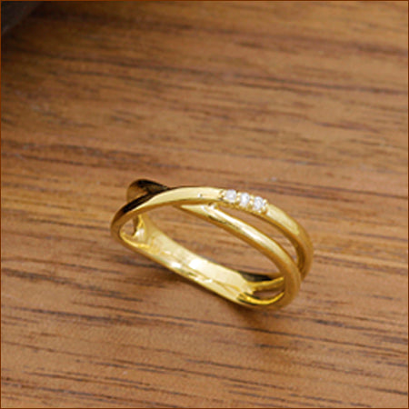 【Natural】K18  ダイヤモンド クロスリング 0.02ct　