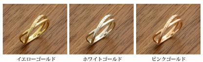 【Natural】K18  ダイヤモンド クロスリング 0.02ct　
