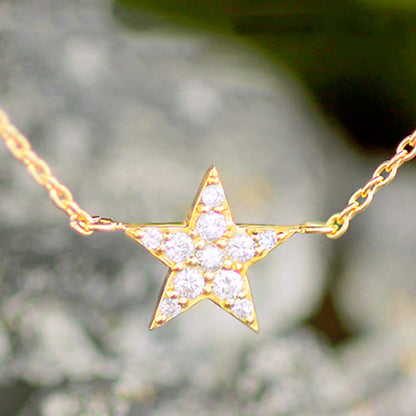 【Natural】K18  スター　パヴェダイヤアンクレット 0.11ct　
