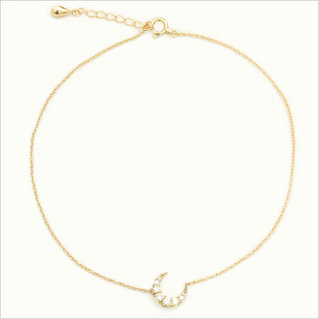 【Natural】K10  クレッセント　パヴェダイヤアンクレット 0.15ct　