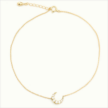 【Natural】K18  クレッセント　パヴェダイヤアンクレット 0.15ct　