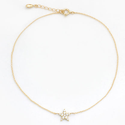 【Natural】K10  スター パヴェダイヤアンクレット 0.11ct