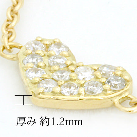 【Natural】K10  ハート パヴェダイヤ アンクレット  0.1ct　