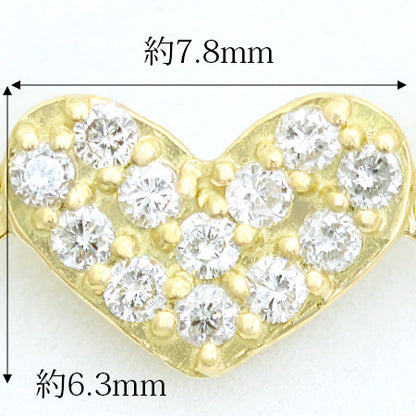 【Natural】K10  ハート パヴェダイヤ アンクレット  0.1ct　
