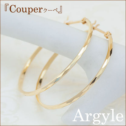 K18  Couper クーペ  デザインフープピアス 25mm Argyle アーガイル　