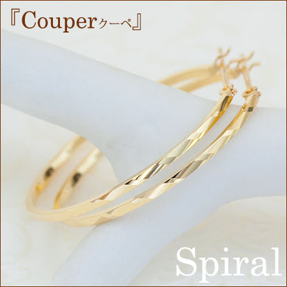 K18  Couper クーペ デザインフープピアス 25mm Spiral スパイラル
