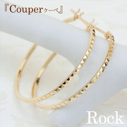 K18 Couper クーペ デザインフープピアス 25mm Rock ロック