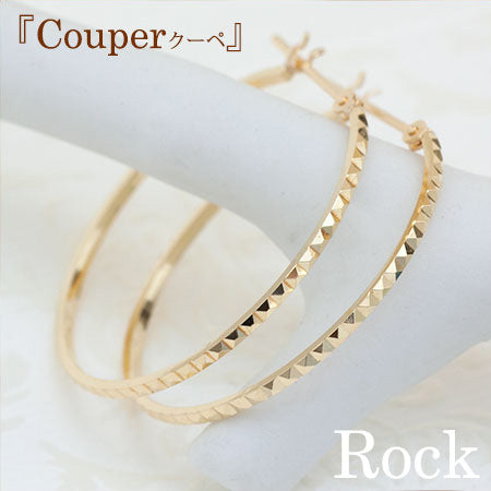 K18 Couper クーペ デザインフープピアス 25mm Rock ロック