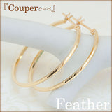 K18 Couper-クーペ- デザインフープピアス　Feather フェザー 25mm