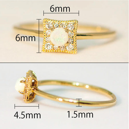 K18 K10 オパール スクエアダイヤリング R00152 – SISTINA JEWELRY