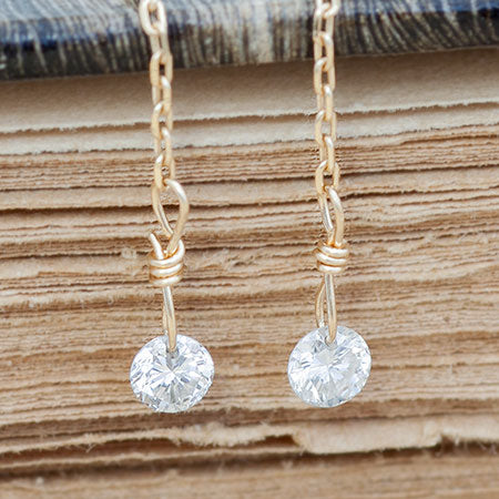 【Natural】K18  フレームレスダイヤモンド アメリカンチェーンピアス　0.16ct  0.20ct　