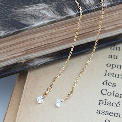 【Natural】K18  フレームレスダイヤモンド アメリカンチェーンピアス　0.16ct  0.20ct　