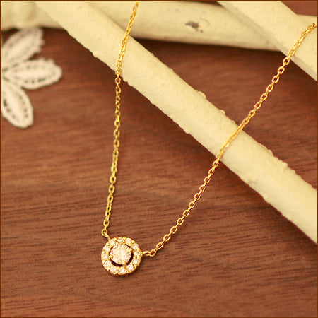 【Natural】K18  ヘイロー ダイヤモンド取り巻きネックレス 0.2ct　