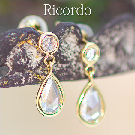 【Natural】K18  Ricordo ペアシェイプ ローズカット ピアス 0.6ct