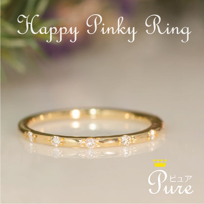 【Natural】K18  ピンキーリング ピュア 0.04ct　