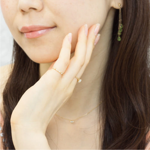 【Natural】K18  ピンキーリング ピュア 0.04ct　