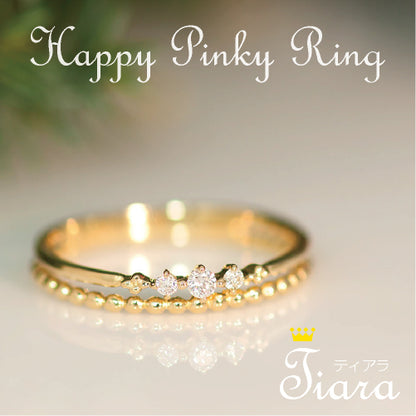 【Natural】K18  ピンキーリング ティアラ 0.04ct　