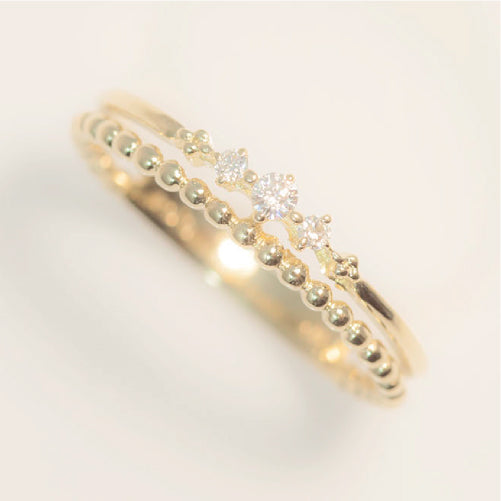 【Natural】K18  ピンキーリング ティアラ 0.04ct　