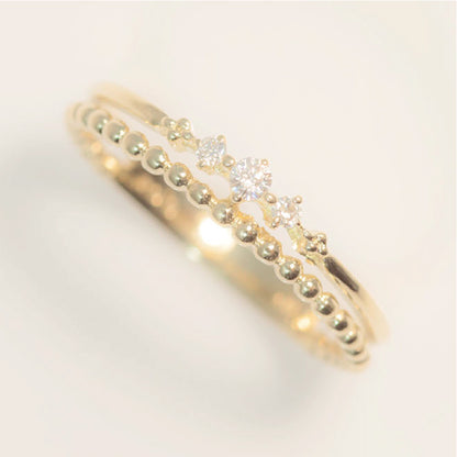 【Natural】K18  ピンキーリング ティアラ 0.04ct　