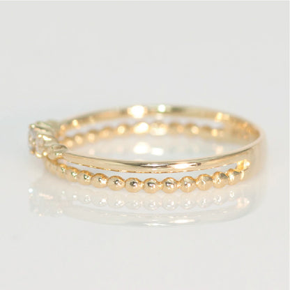 【Natural】K18  ピンキーリング ティアラ 0.04ct　