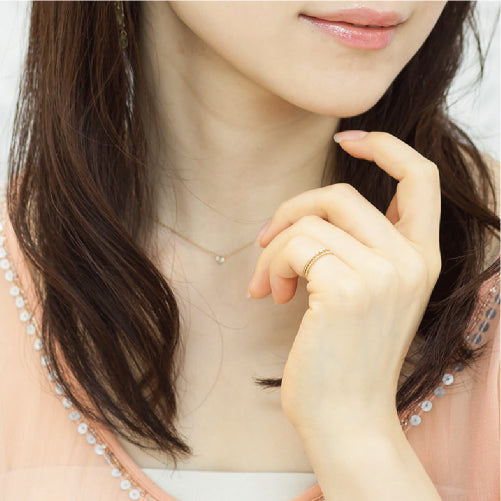 【Natural】K18  ピンキーリング ティアラ 0.04ct　