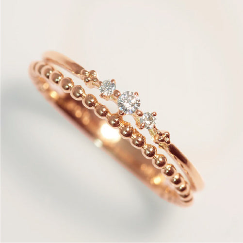 【Natural】K18  ピンキーリング ティアラ 0.04ct　