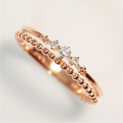 【Natural】K18  ピンキーリング ティアラ 0.04ct　