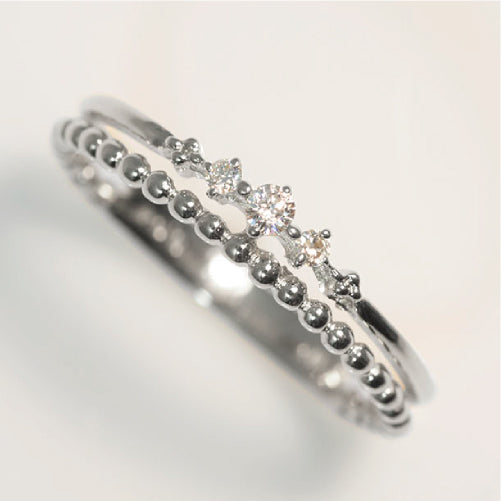 【Natural】K18  ピンキーリング ティアラ 0.04ct　