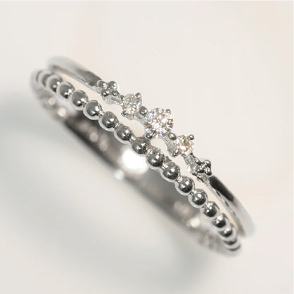 【Natural】K18  ピンキーリング ティアラ 0.04ct　