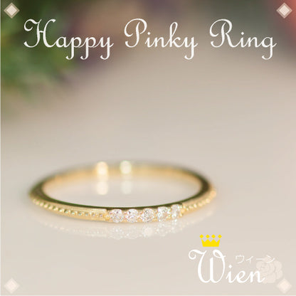 【Natural】K18  ピンキーリング ウィーン 0.05ct　