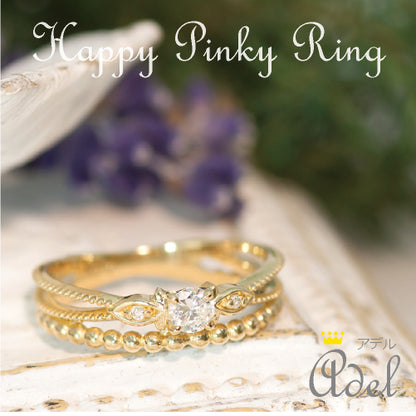 【Natural】K18  ピンキーリング  アデル  0.11ct　