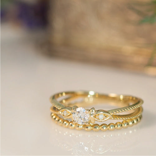 【Natural】K18  ピンキーリング  アデル  0.11ct　