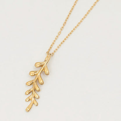 【Natural】K10  Green Leaf  リーフデザイン タイニーネックレス　