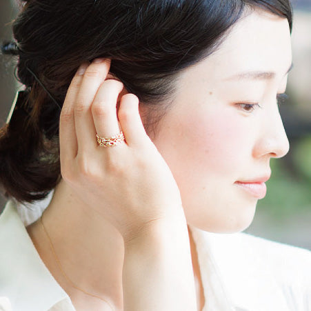 【Natural】K18  Green Leaf  リーフデザイン オーブリング　