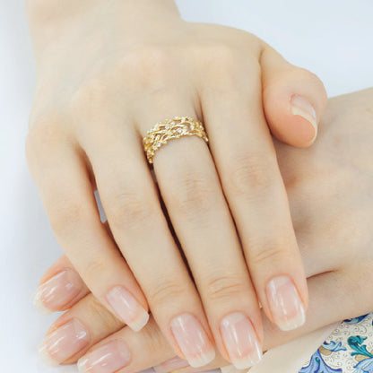 【Natural】K18  Green Leaf  リーフデザイン オーブリング　