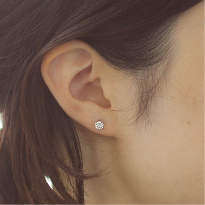 【Natural】K18  一粒ダイヤモンド スタッドピアス 4本爪 0.5ct