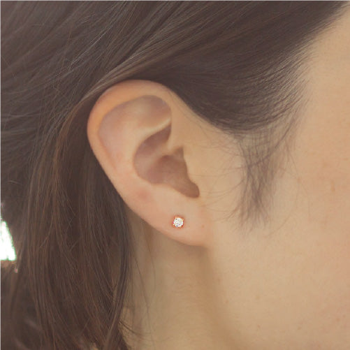 【Natural】プラチナ 一粒ダイヤモンド スタッドピアス 4本爪 0.2ct