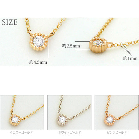 美品 アガット 一粒ダイヤネックレス K10PG×ピンクゴールド WEB限定》K10ダイヤモンドネックレス（ピンクゴールド）｜ネックレス