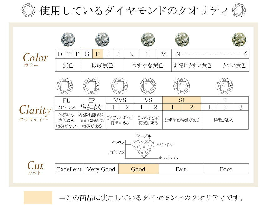 【Natural】K18 一粒ダイヤモンドスタッドピアス 4本爪 0.3ct